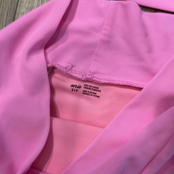 Aerie Pink High Cut Cheeky Bikini Set Size Small - Picture 2 of 2